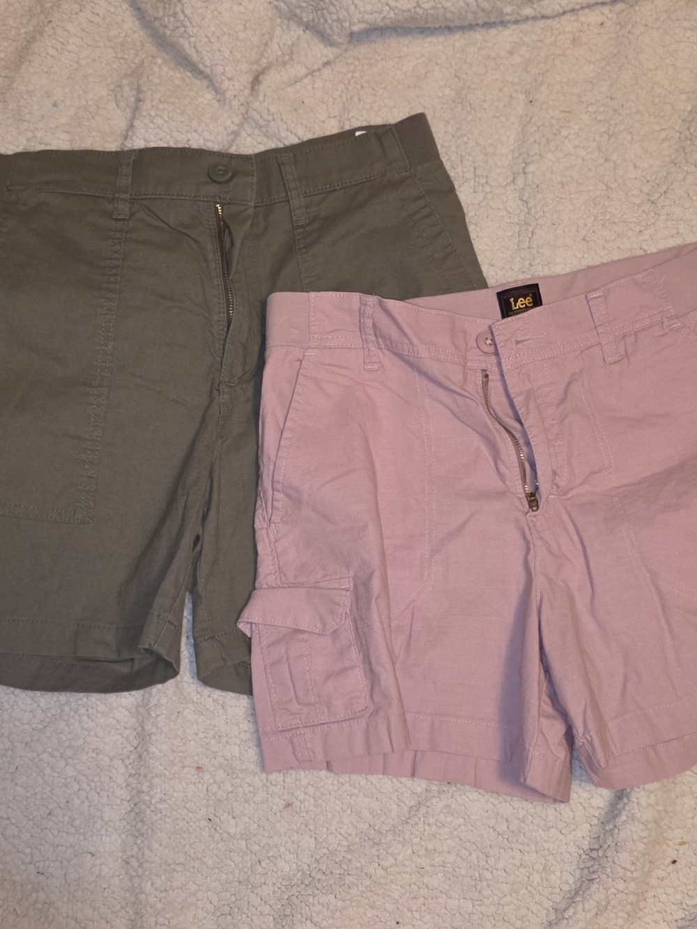 Lee Women's Pink and Olive Cargo Shorts Pair